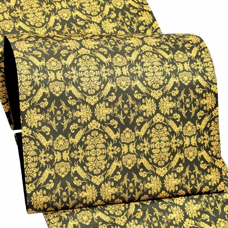 洒落袋帯 「山羊花卉文錦」 龍村美術織物謹製 西陣織証紙番号No.644 全通柄 日本製 西陣織 正絹 未仕立て 訪問着用 色無地用 付下げ用 洒落用袋帯 新品 未使用