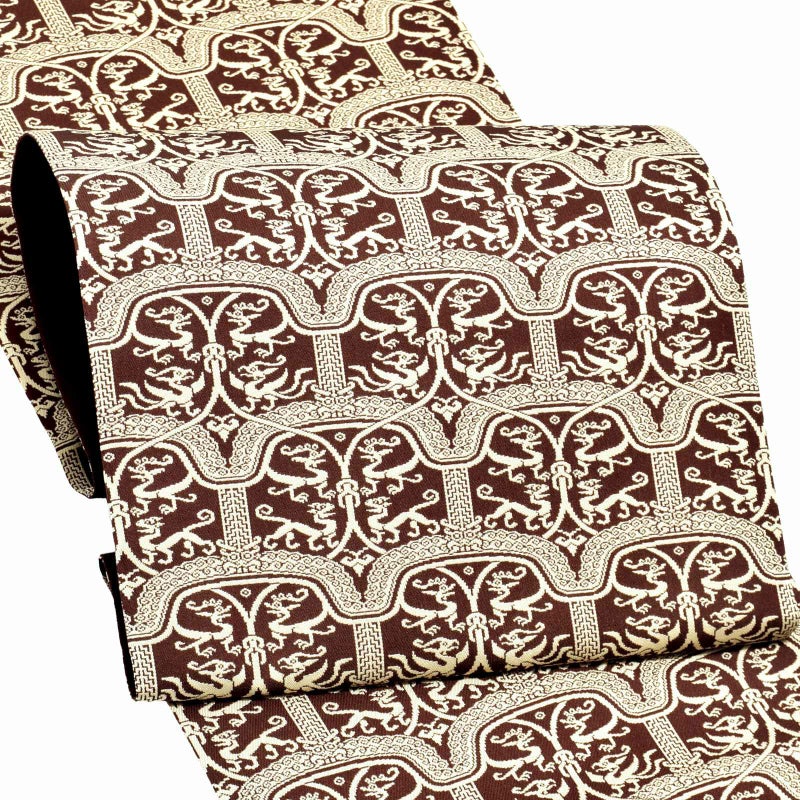 洒落袋帯 「龍鳳虎文錦」 龍村美術織物謹製 西陣織証紙番号No.644 全通柄 日本製 西陣織 正絹 未仕立て 訪問着用 色無地用 付下げ用 洒落用袋帯 新品 未使用