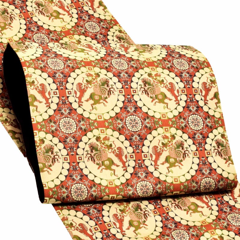 洒落袋帯 「獅子狩文錦」 龍村美術織物謹製 西陣織証紙番号No.644 全通柄 日本製 西陣織 絹 未仕立て 訪問着用 色無地用 付下げ用 洒落用袋帯 新品 未使用