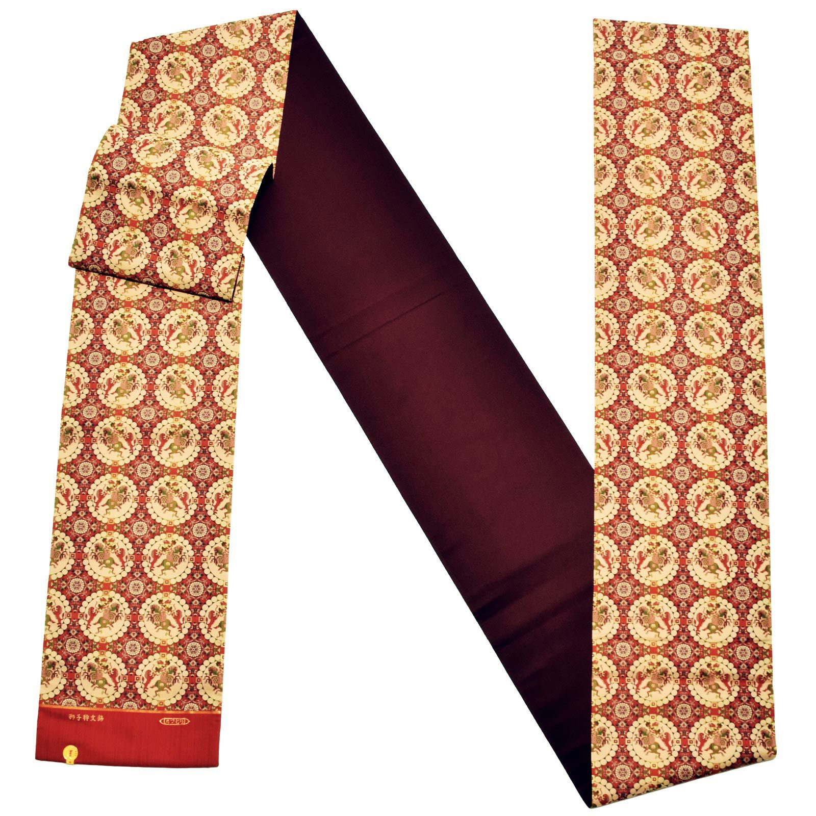 Prices down2】洒落袋帯 「獅子狩文錦」 龍村美術織物謹製 西陣織証紙