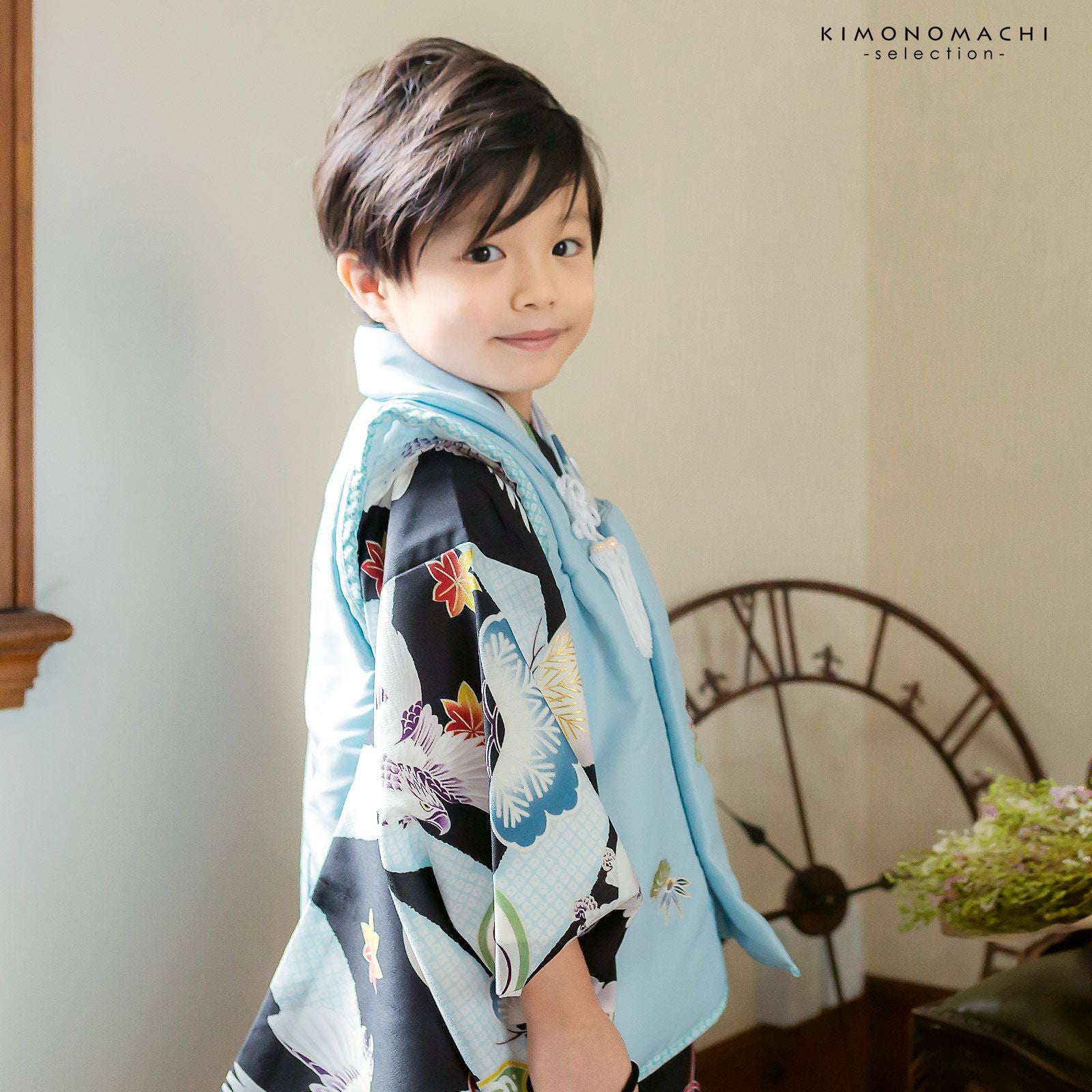 七五三 着物 3歳 男の子 ブランド被布セット 小町 「鷹と松に七宝 KKB