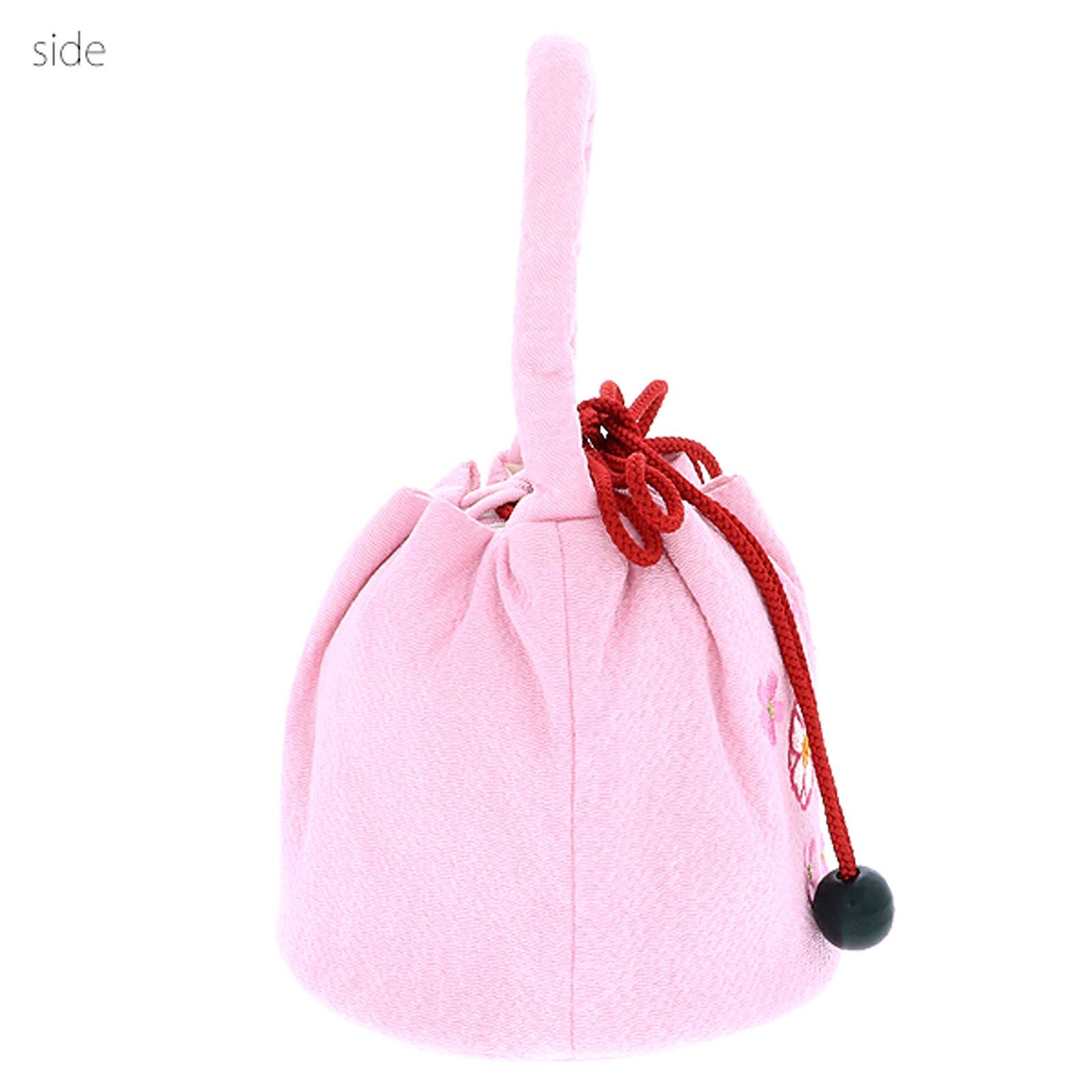 七五三 女の子 巾着 バッグ 単品「ラズベリーレッド・ピンク・黒色