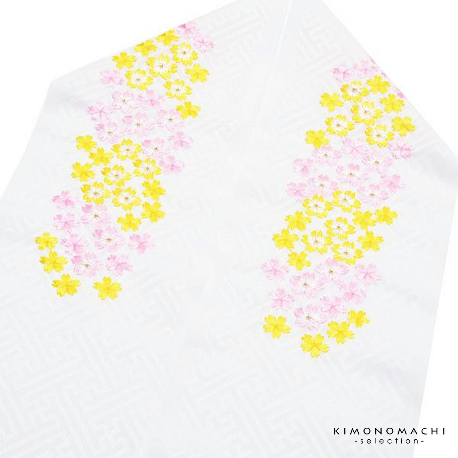 七五三 女の子 刺繍半衿 単品「桜の刺繍 白地・赤地／ピンク×黄色