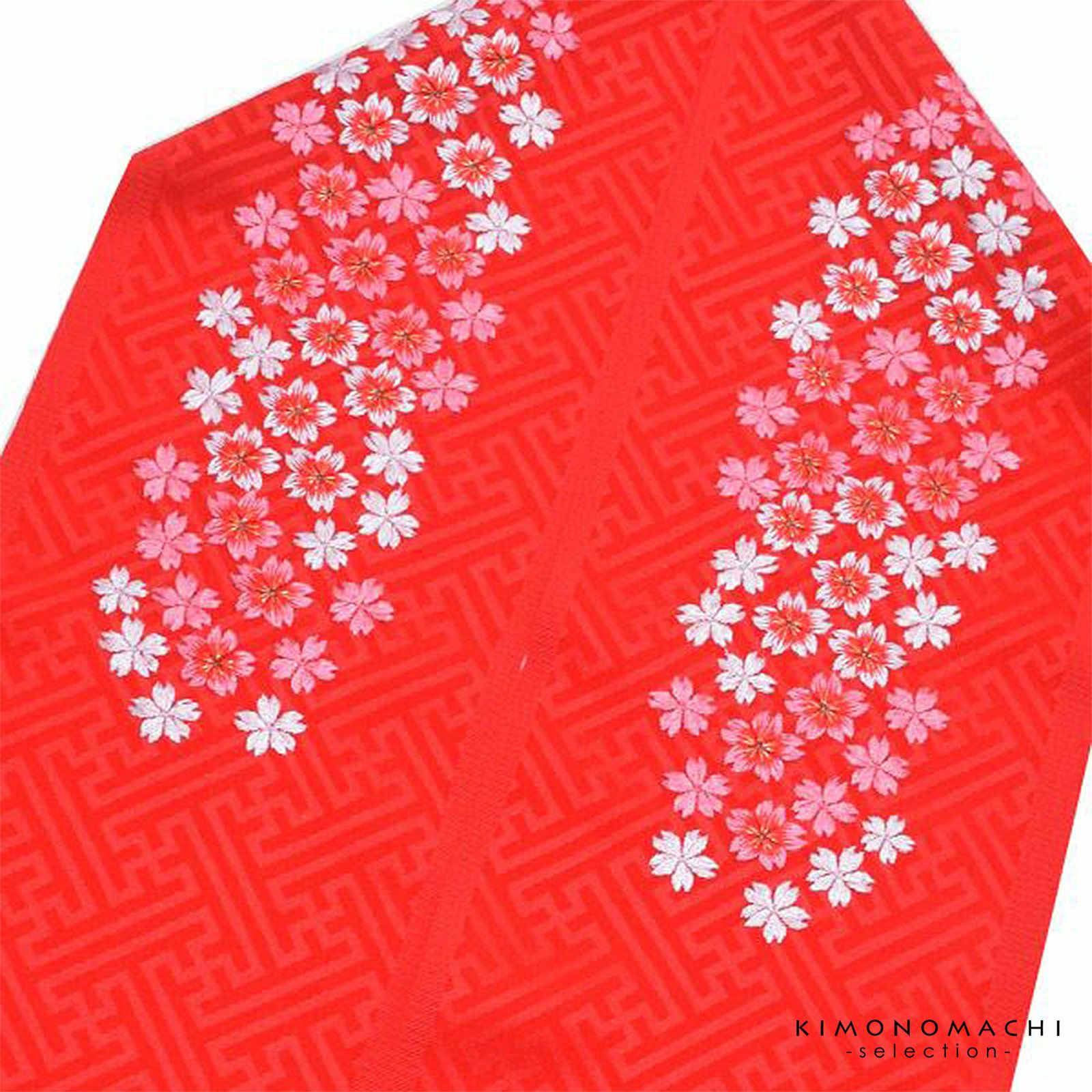 七五三 女の子 刺繍半衿 単品「桜の刺繍 白地・赤地／ピンク×黄色