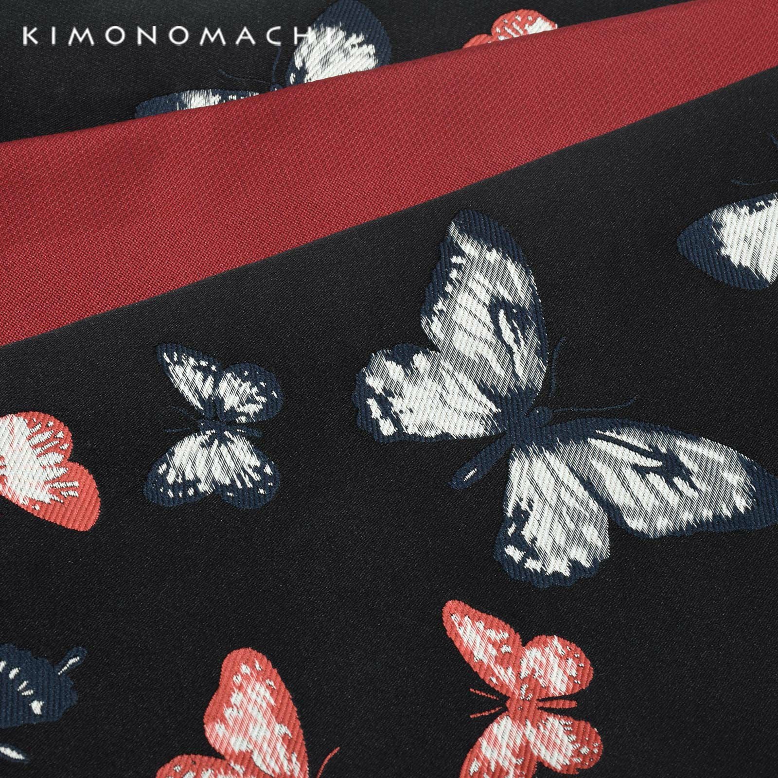 袋帯 蝶 Prices down2】京袋帯 単品 数量限定 KIMONOMACHI オリジナル 「黒 群