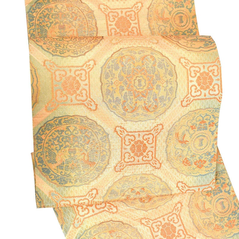 【新古品】「ゴールド　蜀江」仕立て上がり 袋帯 全通柄