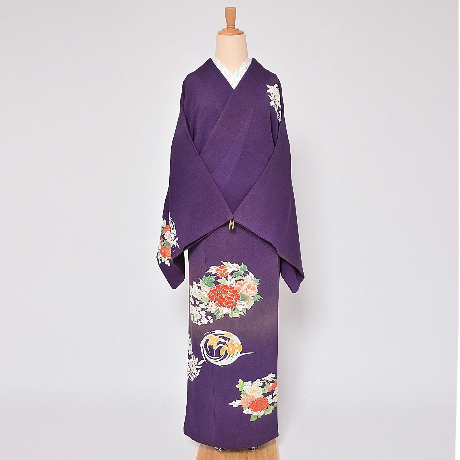 中古品】訪問着 単品「紫 花輪」袷 正絹【メール便不可】＜T＞ | 京都