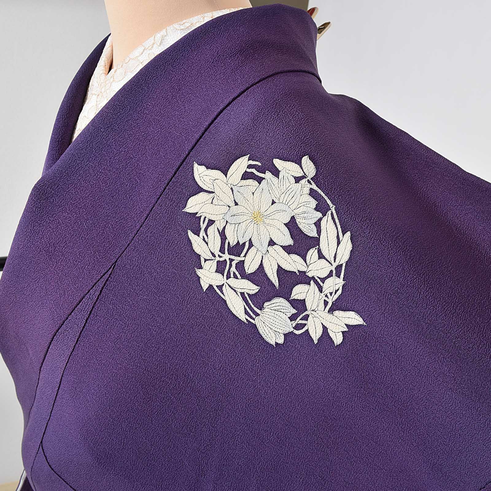 中古品】訪問着 単品「紫 花輪」袷 正絹【メール便不可】＜T＞ | 京都