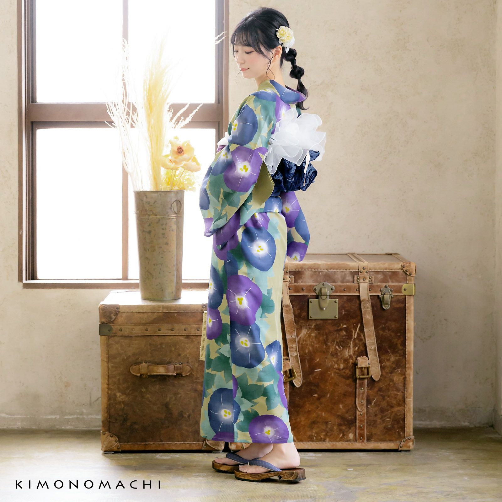 Prices down2】浴衣 レディース 吸水速乾 ポリエステル浴衣 「抹茶色