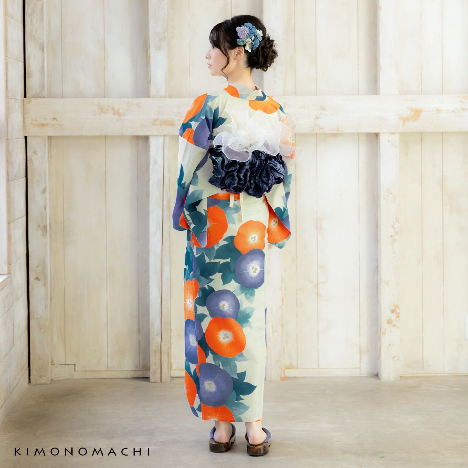 Prices down2】浴衣 レディース 吸水速乾 ポリエステル浴衣 「薄白緑色