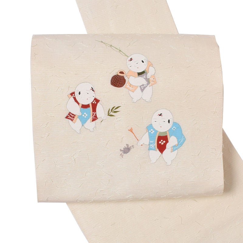 【中古品】仕立て上がり 名古屋帯 「童子」 髭紬