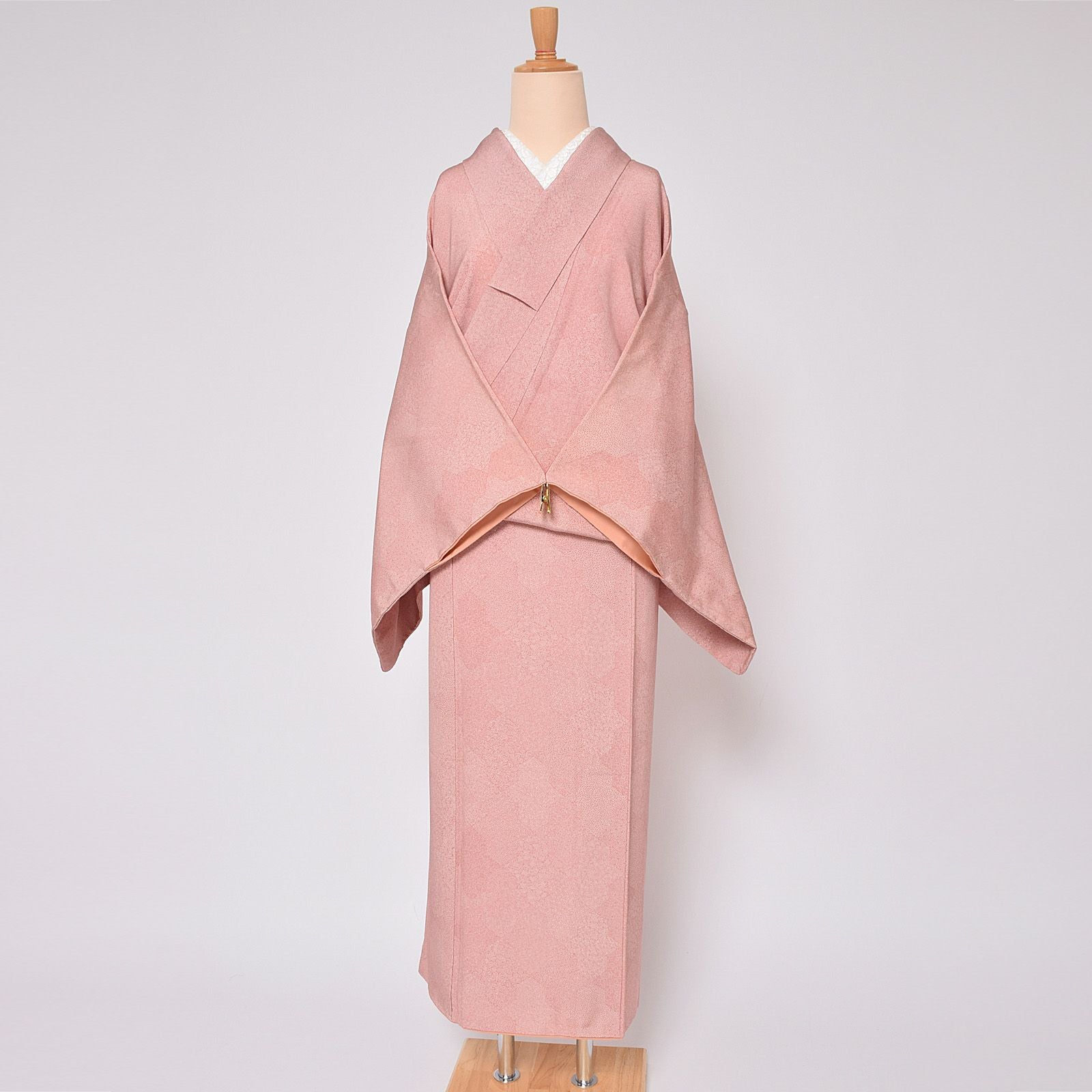 【中古品】仕立て上がり 袷着物 「オールドローズ　江戸小紋　柄尽くし」 小紋 正絹