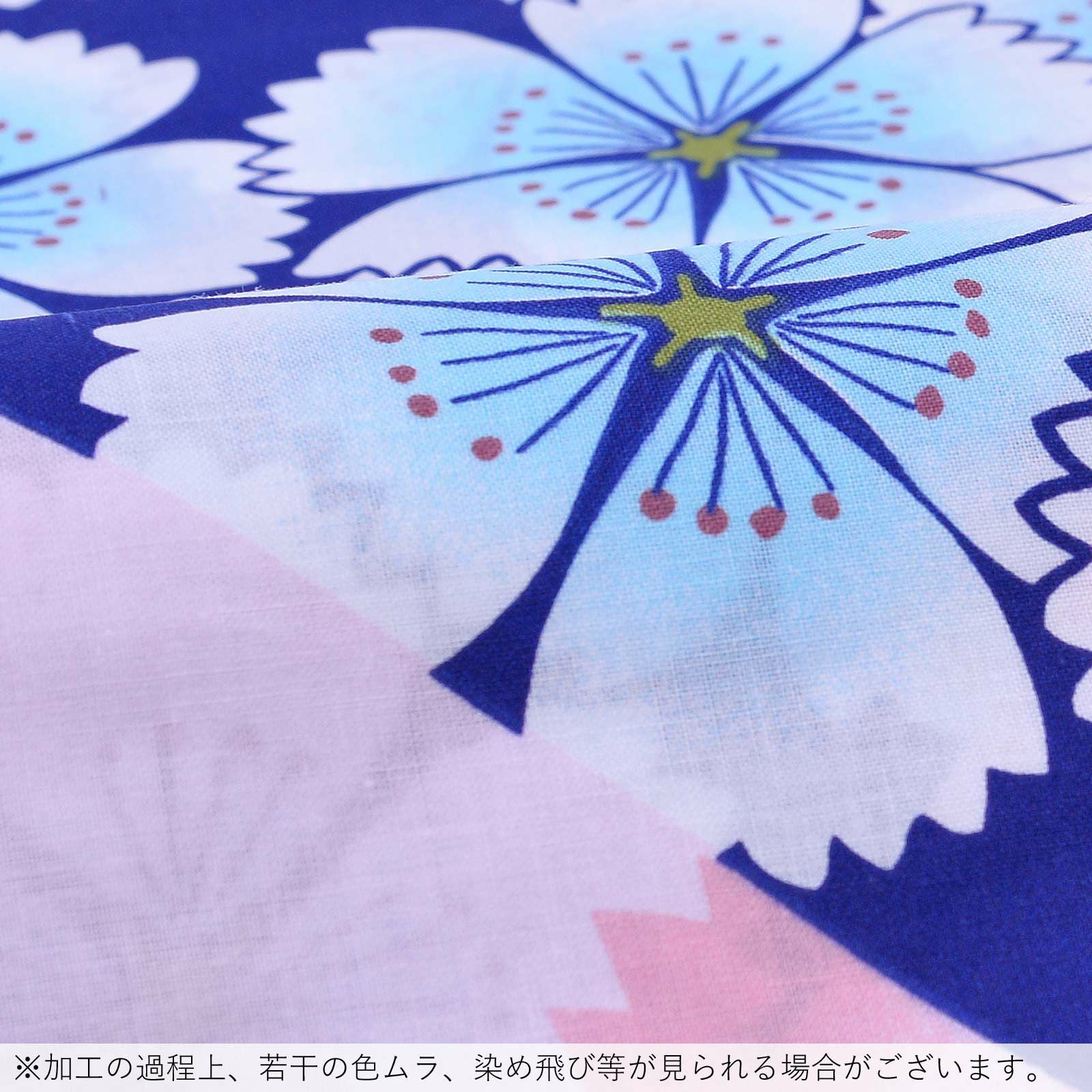浴衣 レディース 単品 「夏ごころ浴衣 紺 ピンクと青の撫子