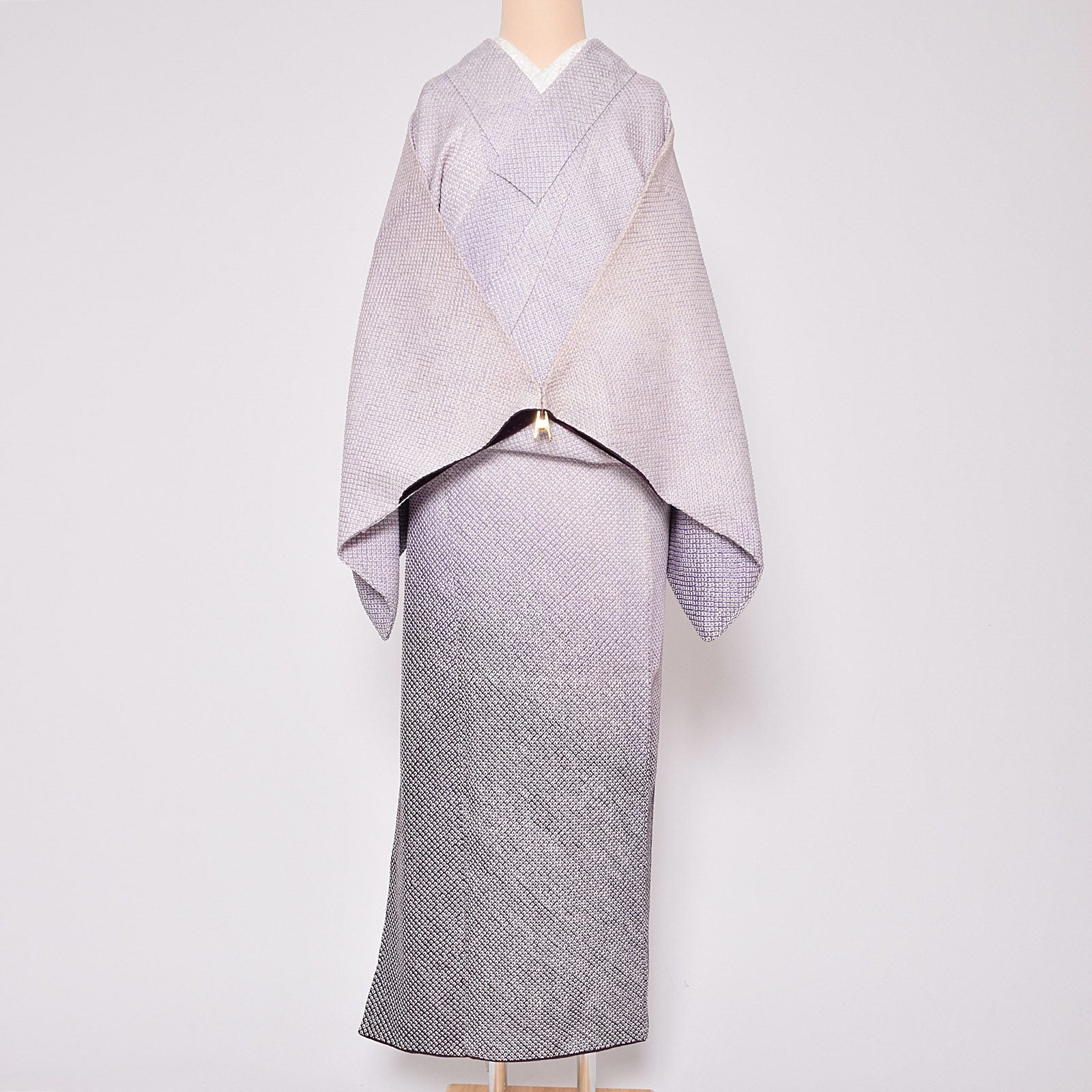 Prices down3】【中古品】仕立て上がり 袷着物 「紫暈し 総絞り」 正絹