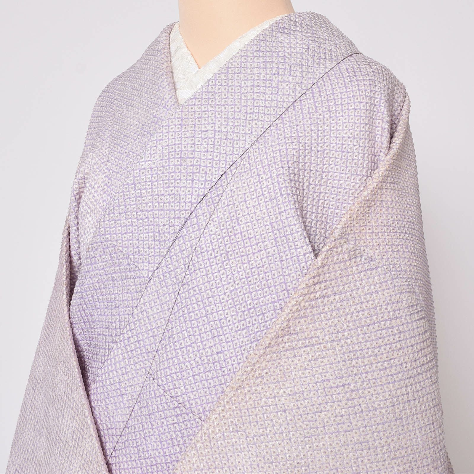 Prices down3】【中古品】仕立て上がり 袷着物 「紫暈し 総絞り」 正絹
