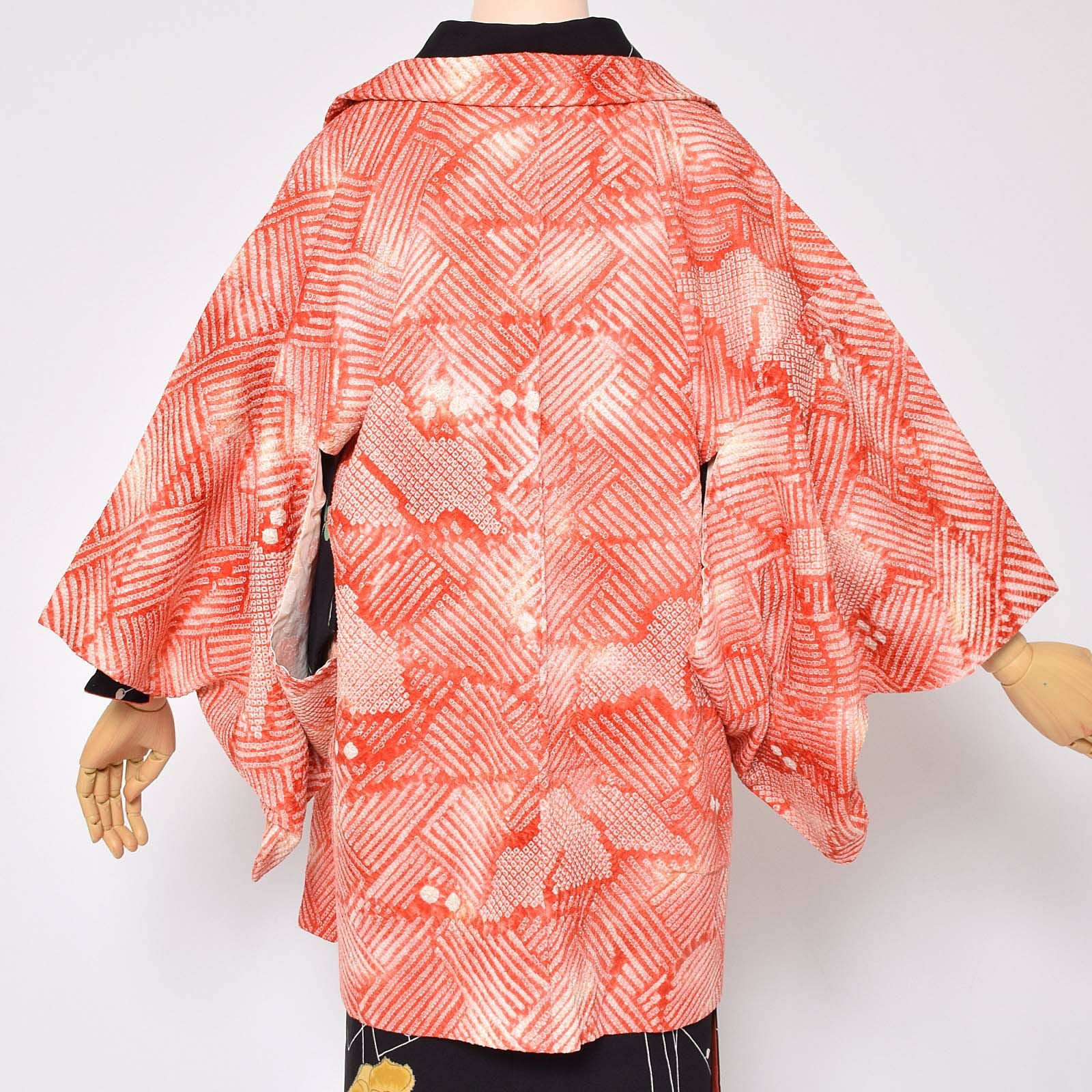 Prices down3】【中古品】羽織 「オレンジ 花」 正絹 総絞り 羽織り