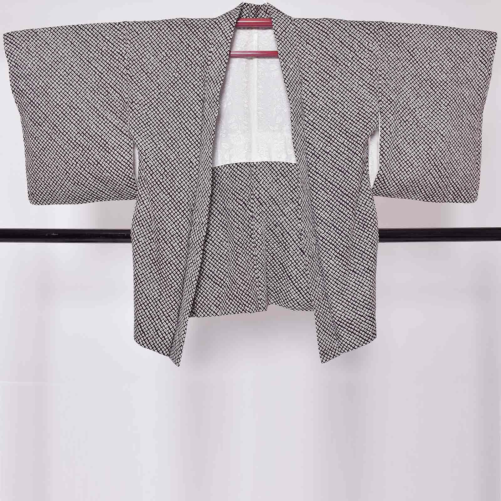 Prices down】【中古品】羽織 「黒紫 鹿の子」 正絹 総絞り 羽織り