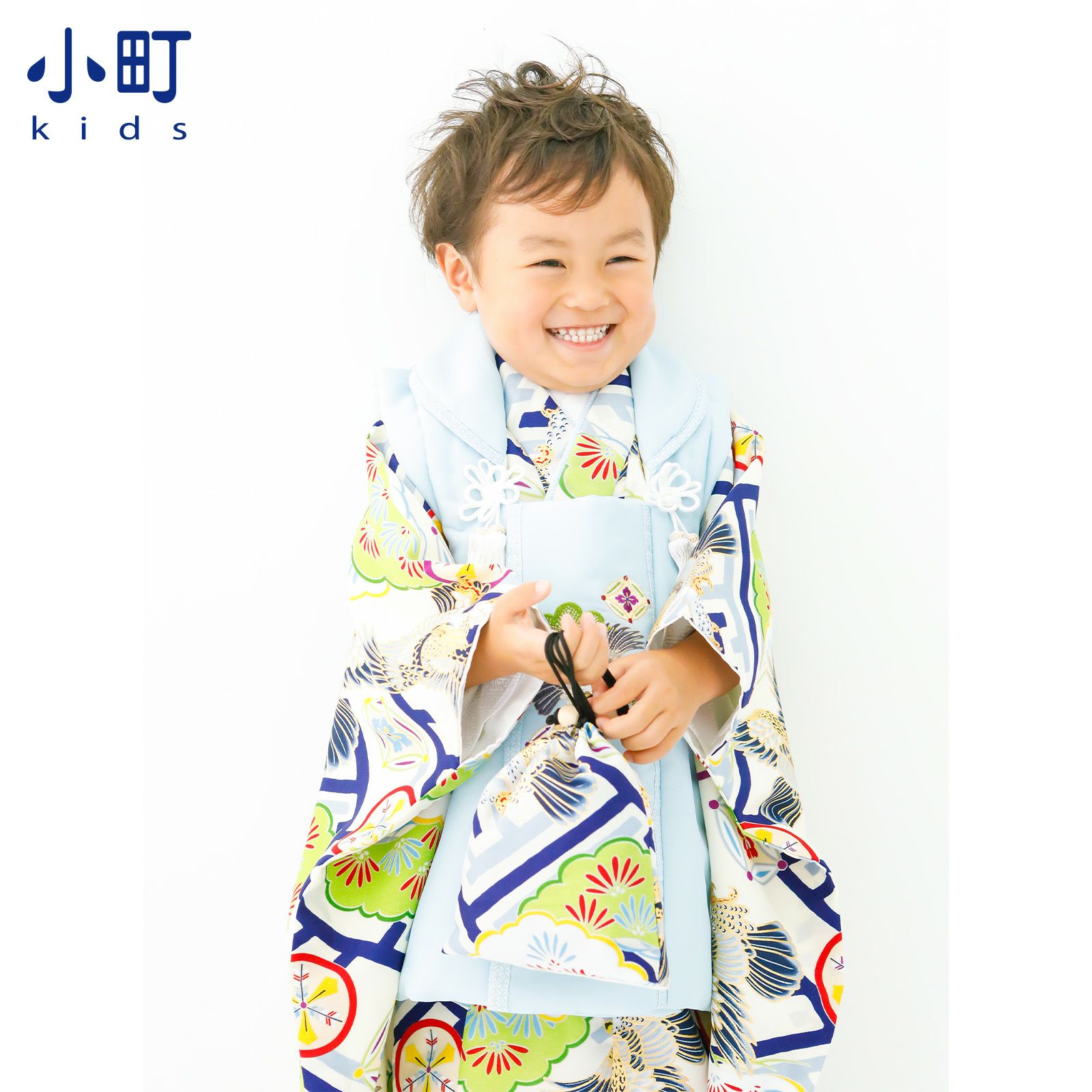 七五三 着物 3歳 男の子 ブランド被布セット 小町 「工字繋ぎに鷹」 三