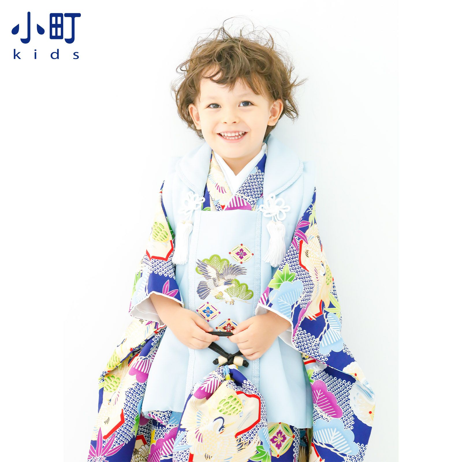 七五三 着物 3歳 男の子 ブランド被布セット 小町 「市松に鶴亀」 三歳