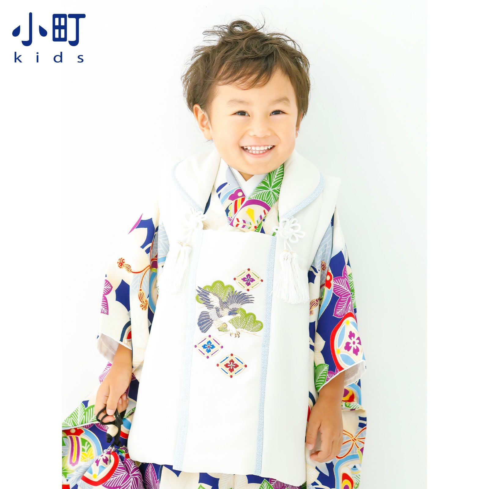 七五三 着物 3歳 男の子 ブランド被布セット 小町 「楓、丸紋に小槌