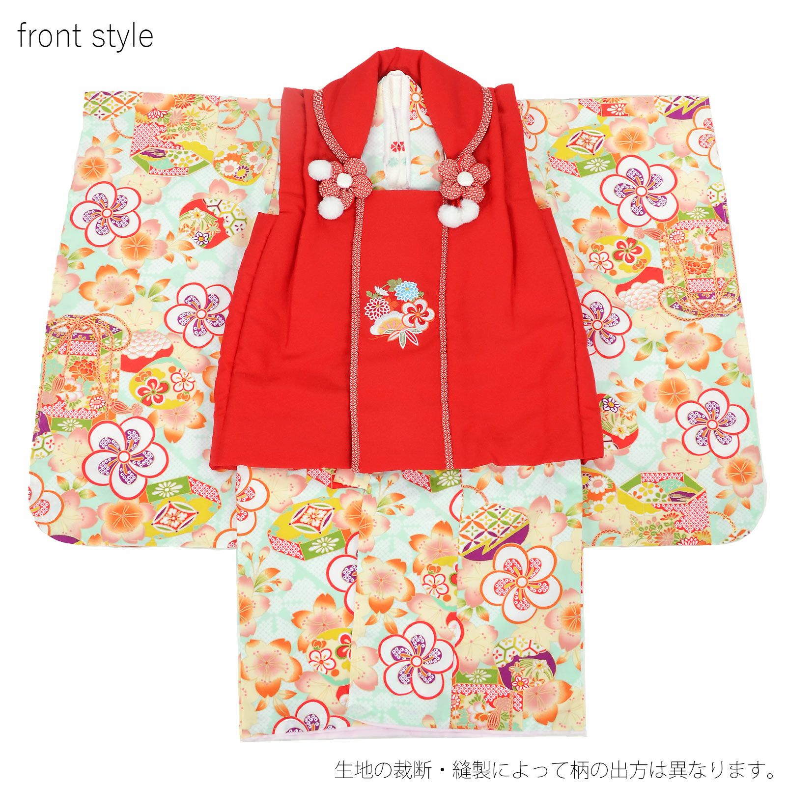 七五三 着物 3歳 女の子 ブランド被布セット 小町 「水色地 ねじ梅と貝