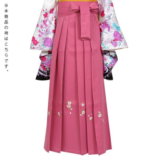 袴セット 卒業袴 裄67 袴91 中古 卒業式　ピンク色　チェック Ｈ-204 袴 セット 卒業式 女性 4点セット「二尺袖：牡丹に菊 パールピンク＋袴