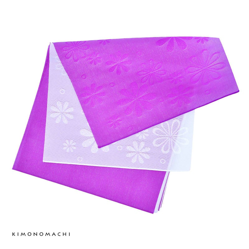 浴衣 帯 兵児帯 「2枚重ね　ピンクと白　花」 へこ帯 大人 レディース 女性用 浴衣帯 兵児帯単品