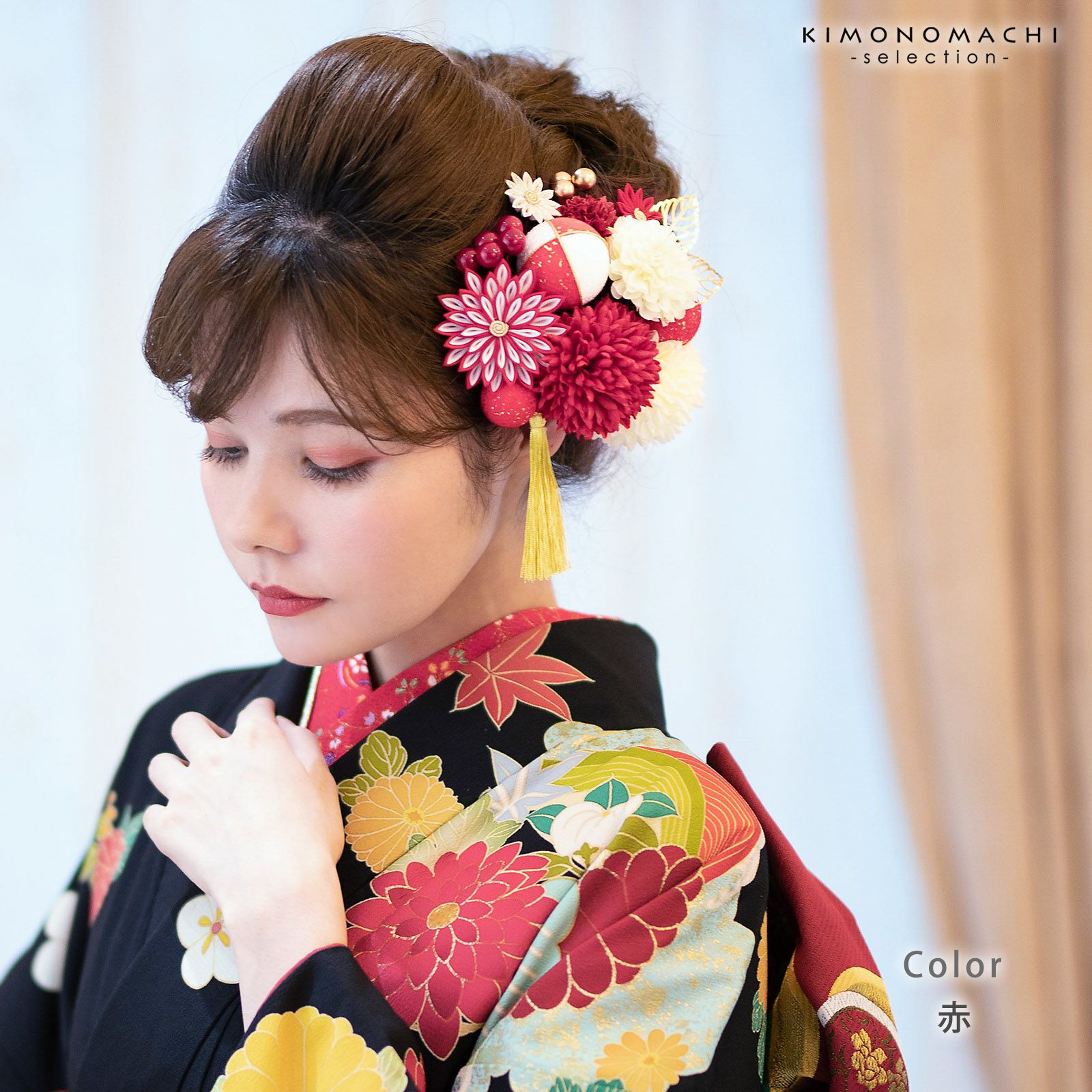 髪飾り 成人式 つまみ髪飾り Uピン 15点セット フラワーポット 「百花