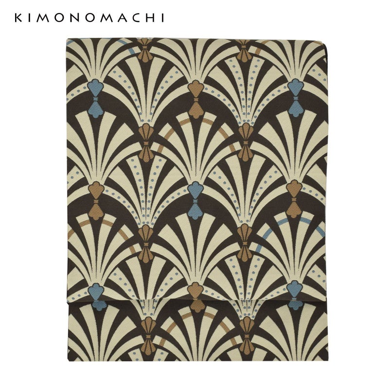 京袋帯 単品 数量限定 KIMONOMACHI オリジナル 「花青海波」 ポリエステル 名古屋帯 普段着着物用 京都きもの町オリジナル