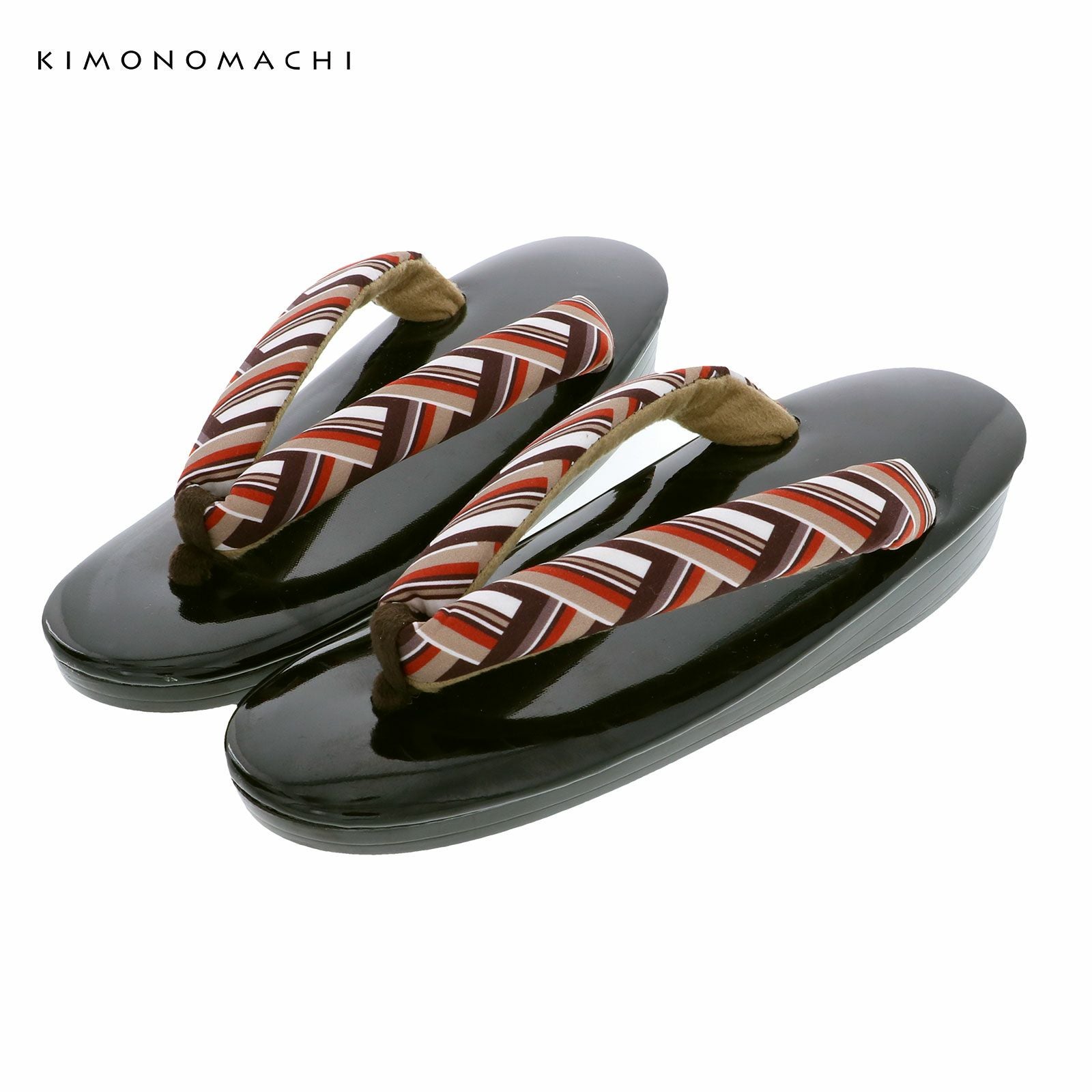 草履 レディース カジュアル草履 「ブラウン系　レトロストライプ」 草履単品 日本製 痛くなりにくい ウレタン草履 M・L・LLサイズ フリーサイズ 京都きもの町 KIMONOMACHI オリジナル 洒落草履