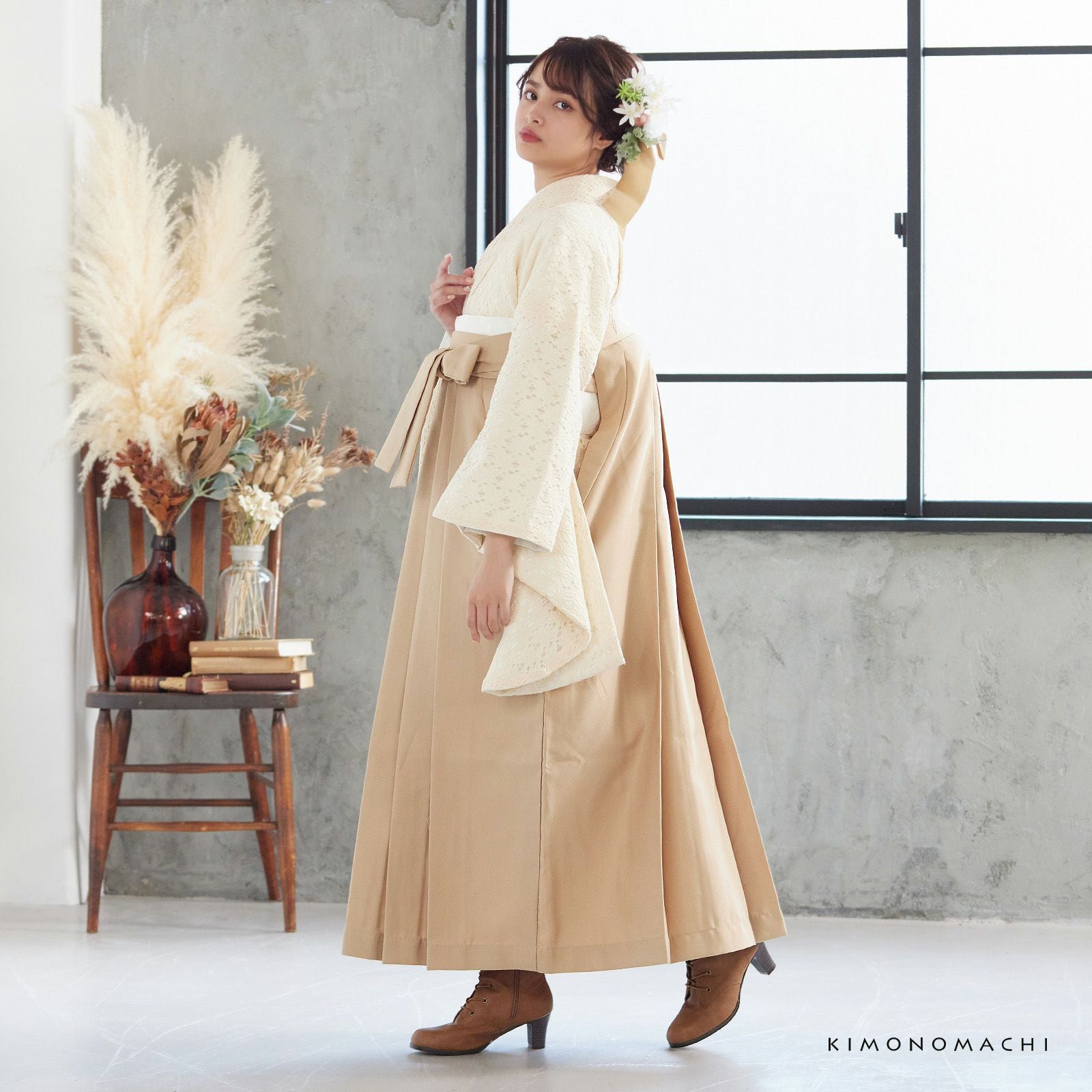 二尺袖着物 単品 仕立て上がり From KYOTO ショート丈 クリーム 二尺袖着物 単品 「クリーム地 菊」 お仕立て上がり レディース 洗える