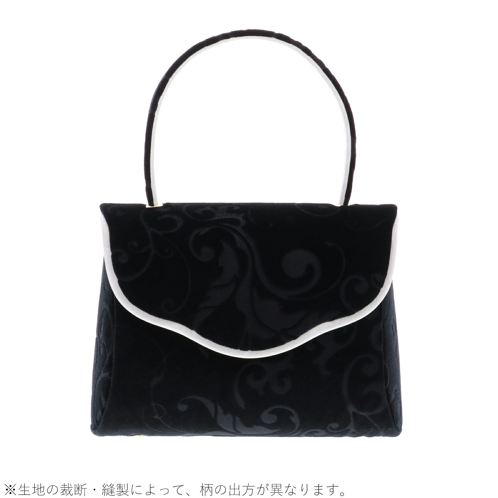 Prices down2】振袖草履バッグセット 「黒×ホワイト 唐草模様」 F