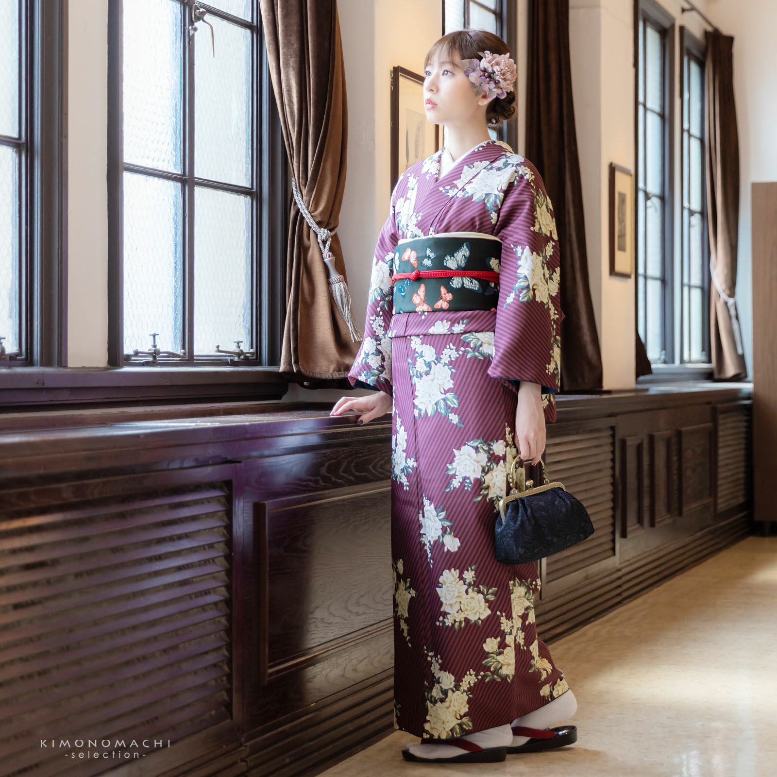 和装 バッグ 黒 レース 中古品 成人式 お正月 結婚式 レース がま口バッグ 「ブラック」 ギフト バッグ 黒 アンティーク調
