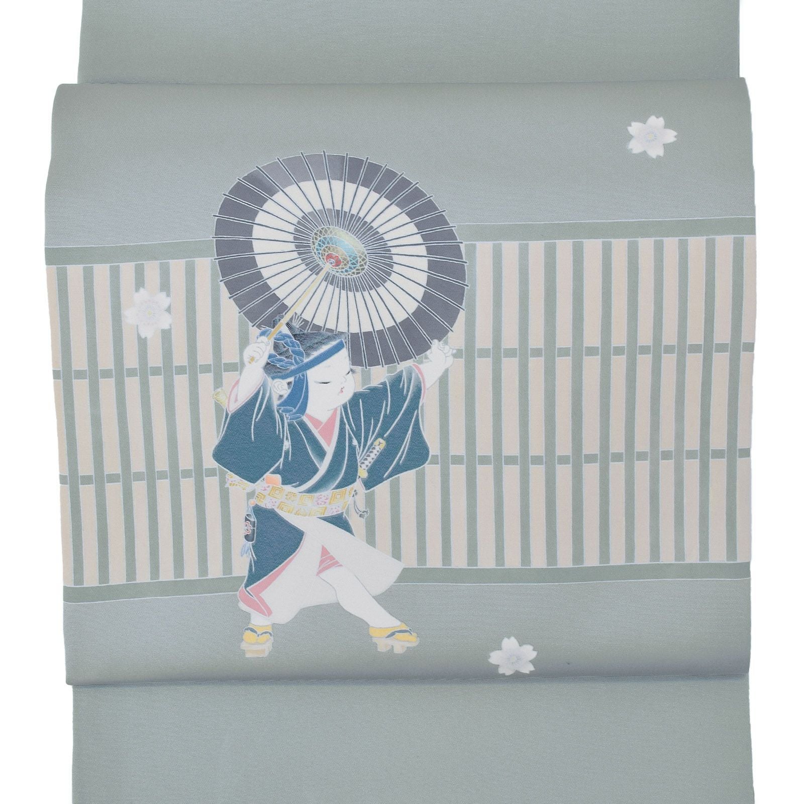 名古屋帯/波文様/未使用品/仕立上がり/10757 衿秀 公式 帯 名古屋帯 おび 九寸 仕立て上がり 月白色 波文様刺繍