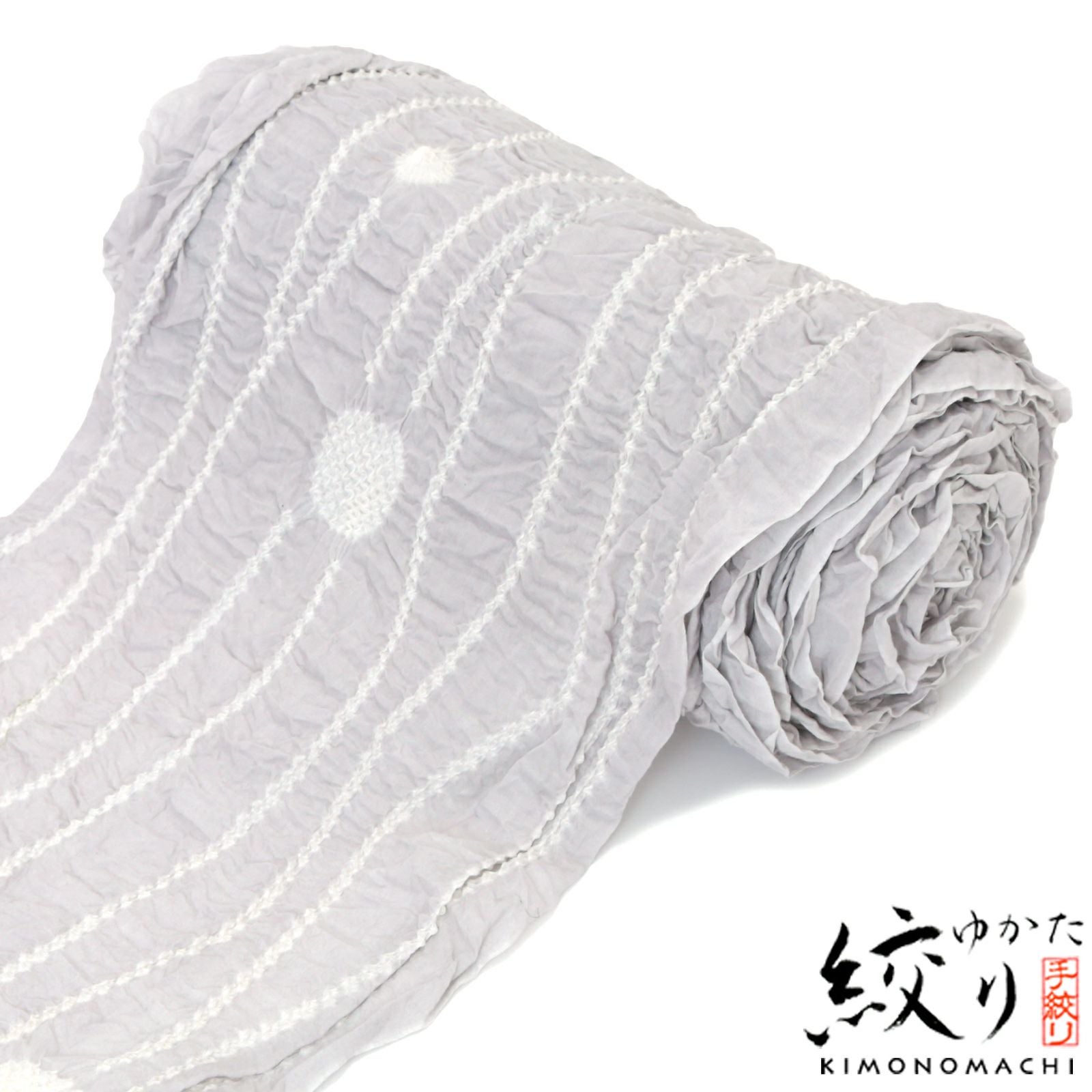 絞り浴衣反物 「風に吹かれて　グレー」 女性浴衣 レディース浴衣 絞り浴衣 綿浴衣 未仕立て