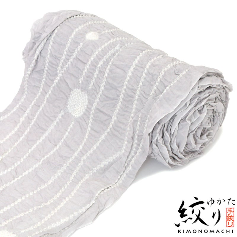 絞り浴衣反物 「風に吹かれて　グレー」 女性浴衣 レディース浴衣 絞り浴衣 綿浴衣 未仕立て