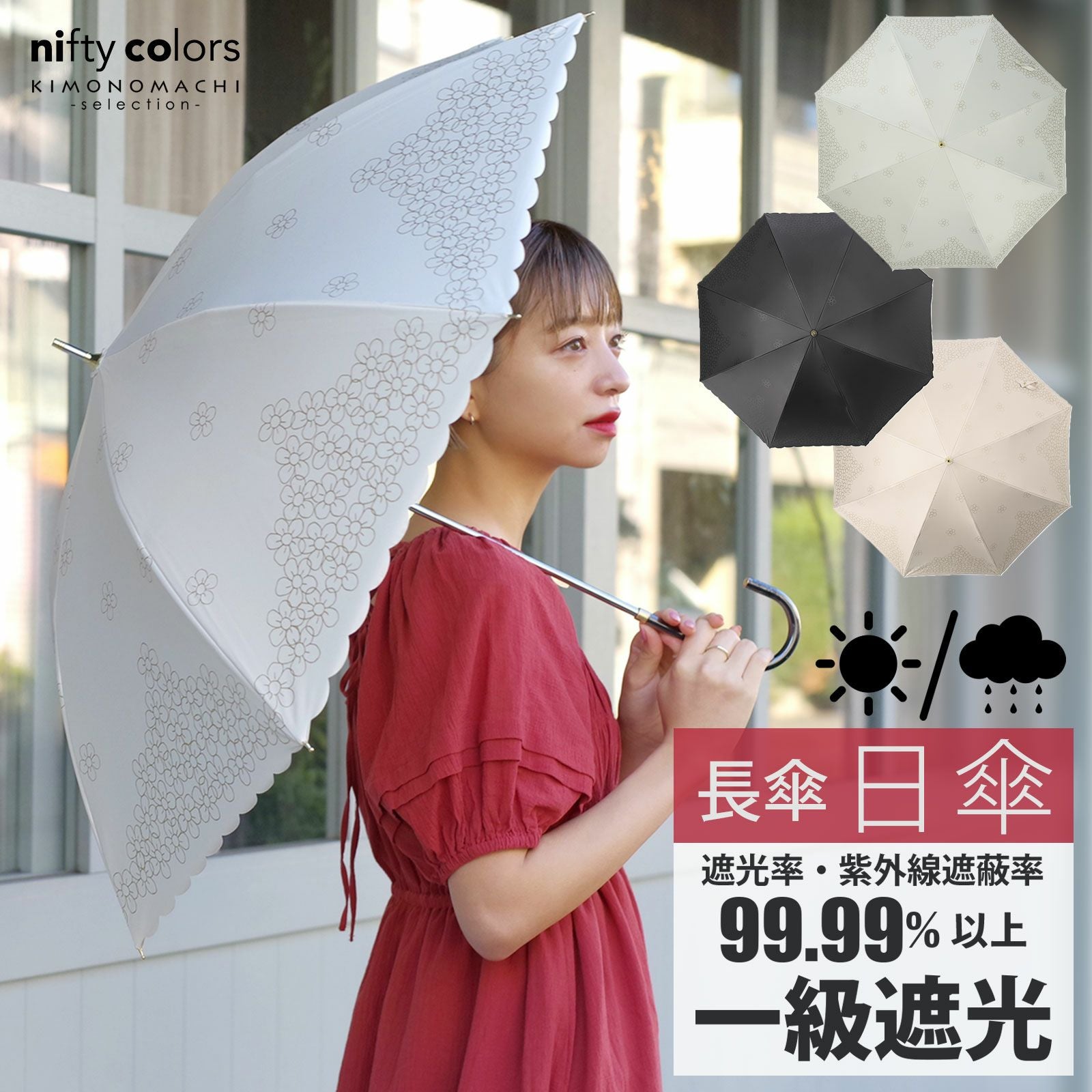 母の日300円OFFCOUPON5/7迄)日傘 長傘 晴雨兼用「遮光バブルフラワー