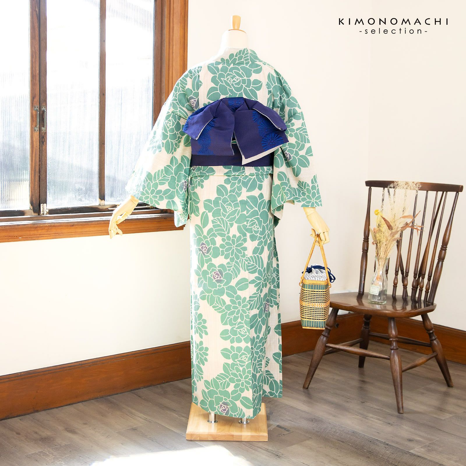 New Color レディース浴衣プレタ 浴衣 レディース 単品 お仕立て上がり浴衣 プレタ 「生成り色×青磁色