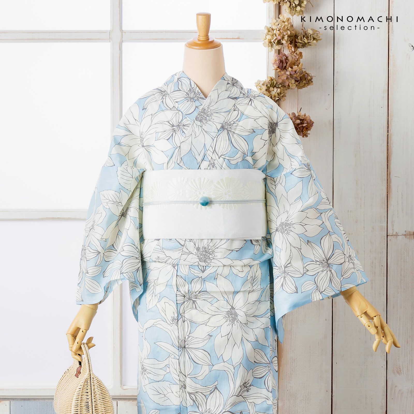 浴衣 レディース 単品 お仕立て上がり浴衣 プレタ 「花子倶楽部:水色 浴衣 レディース 単品 お仕立て上がり浴衣 プレタ 「花子倶楽部:水色