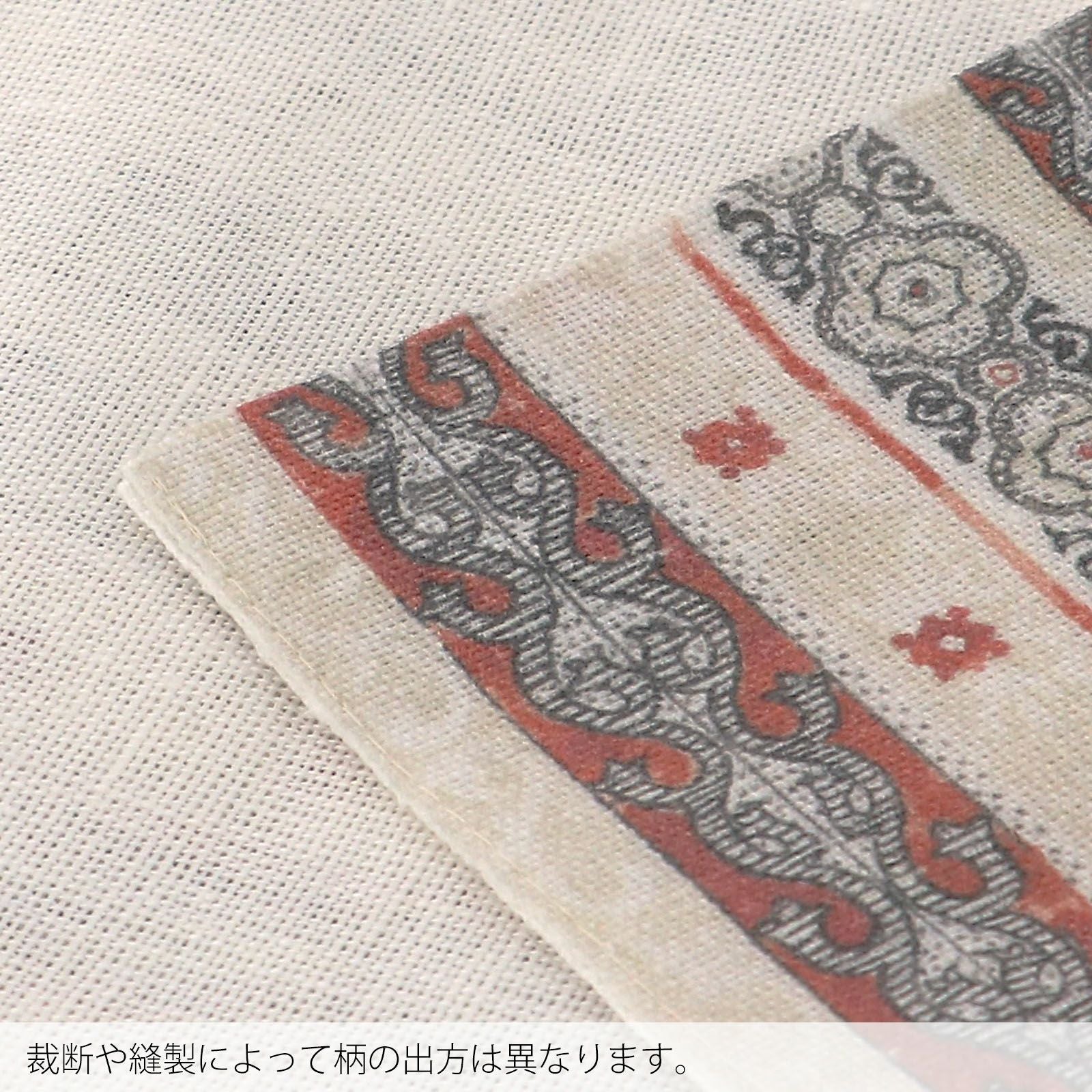 半幅帯 小袋帯 浴衣 帯 「更紗模様 白×赤」 麻 半巾帯 レディース 女性
