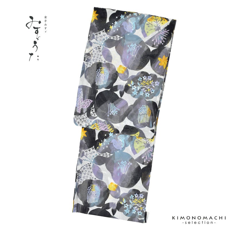 浴衣 レディース ブランド浴衣 単品 「みすゞうた M2201 私と小鳥と鈴と すみ」 Fサイズ 大人 綿絽浴衣 女性浴衣単品 レディース浴衣単品 個性的 花火大会 夏祭り 女性浴衣 女性ゆかた 夏着物