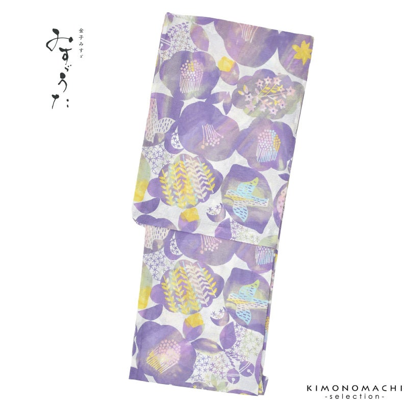 浴衣 レディース ブランド浴衣 単品 「みすゞうた M2202 私と小鳥と鈴と あおむらさき」 Fサイズ 大人 綿絽浴衣 女性浴衣単品 レディース浴衣単品 個性的 花火大会 夏祭り 女性浴衣 女性ゆかた 夏着物