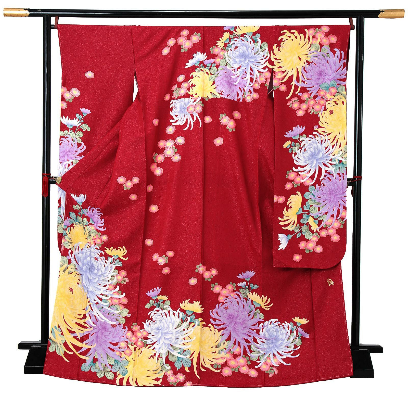 【新古品】お仕立て上がり 振袖単品 「赤地　菊尽くし」 振り袖 着物 レディース 成人式 結婚式 結納 パーティー 晴れ着