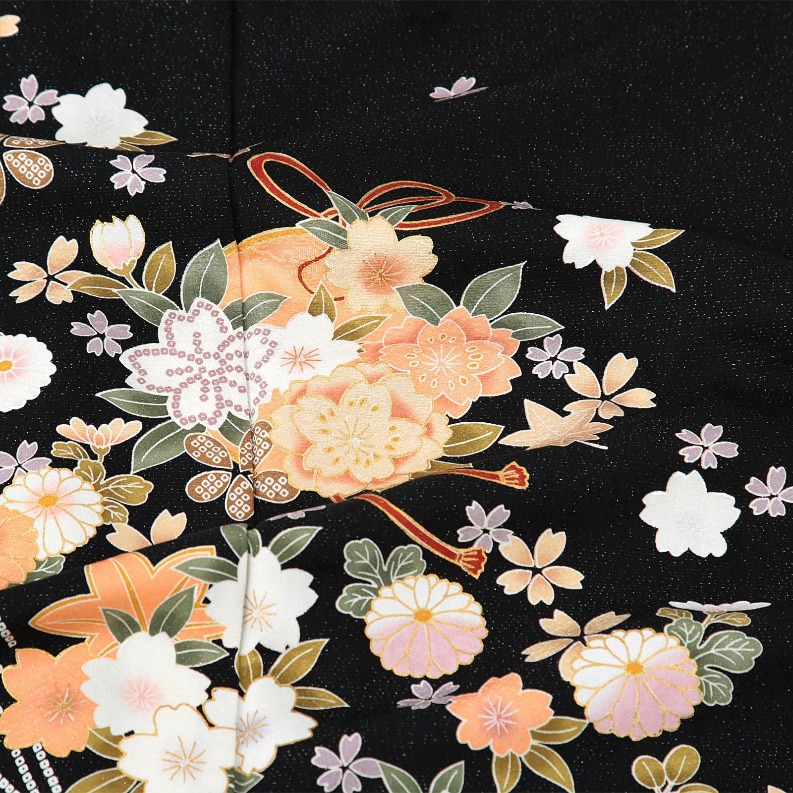 新古品】お仕立て上がり 振袖単品 「黒地 四季花文様」 振り袖 着物