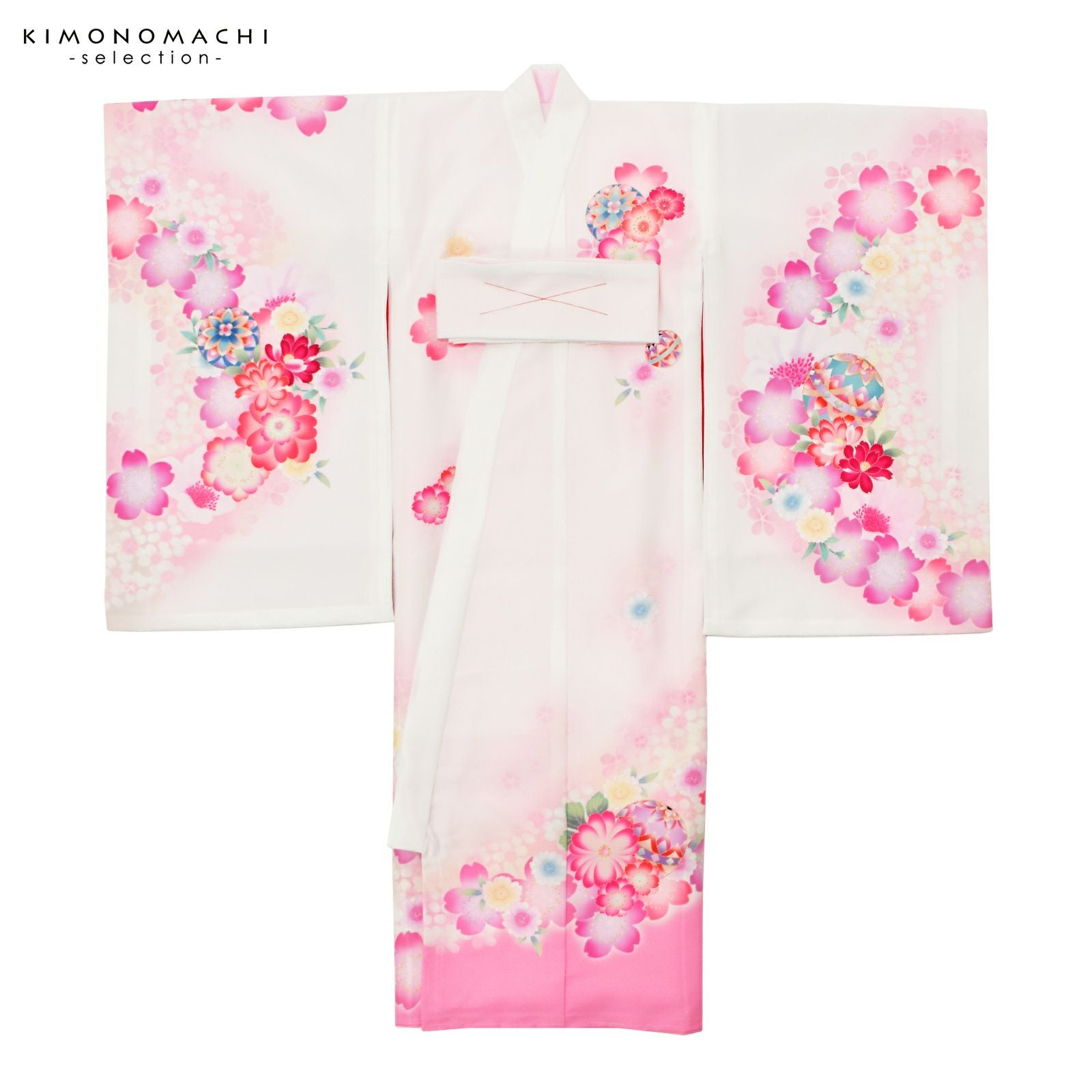 お宮参り　女の子　着物　女児祝着　正絹　のしめ　初着　産着　新品　ピンク 正絹] お宮参り 女の子 初着 産着 牡丹に花寄せ七宝 ピンク 桃色 花柄
