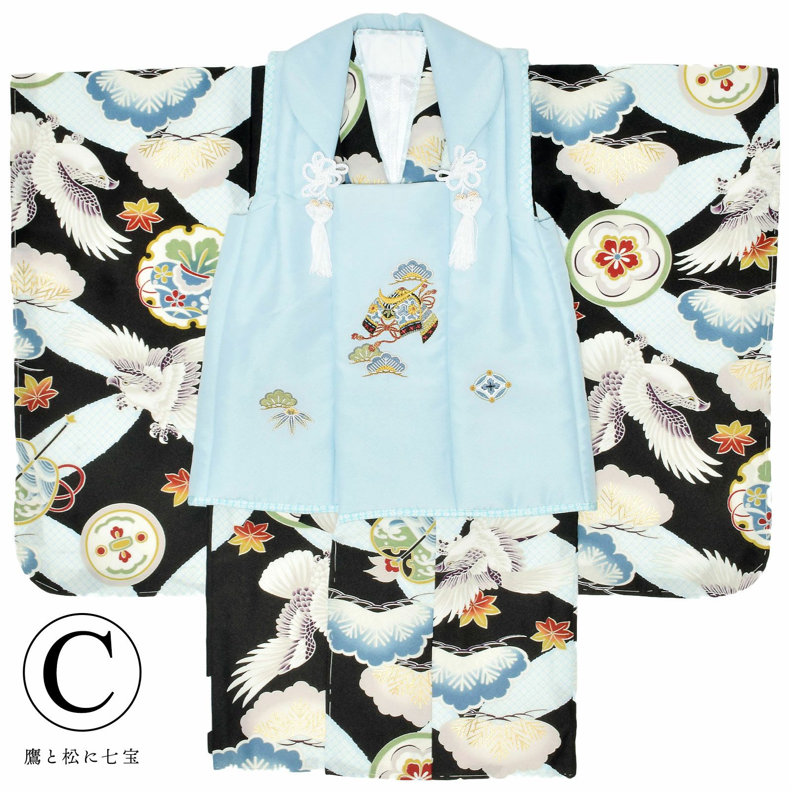 七五三 着物 3歳 男の子 ブランド被布セット 「小町kids 武具に龍・兜