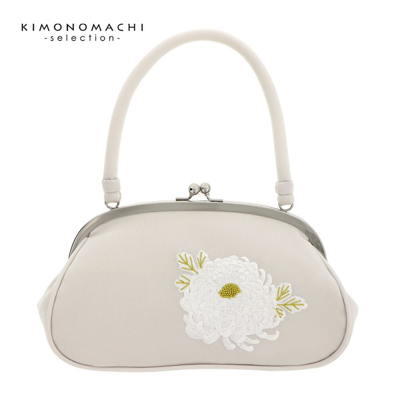振袖 バッグ 成人式 レディース 振袖用バッグ 「菊刺繍　オフホワイト」 振袖バッグ 刺繍バッグ