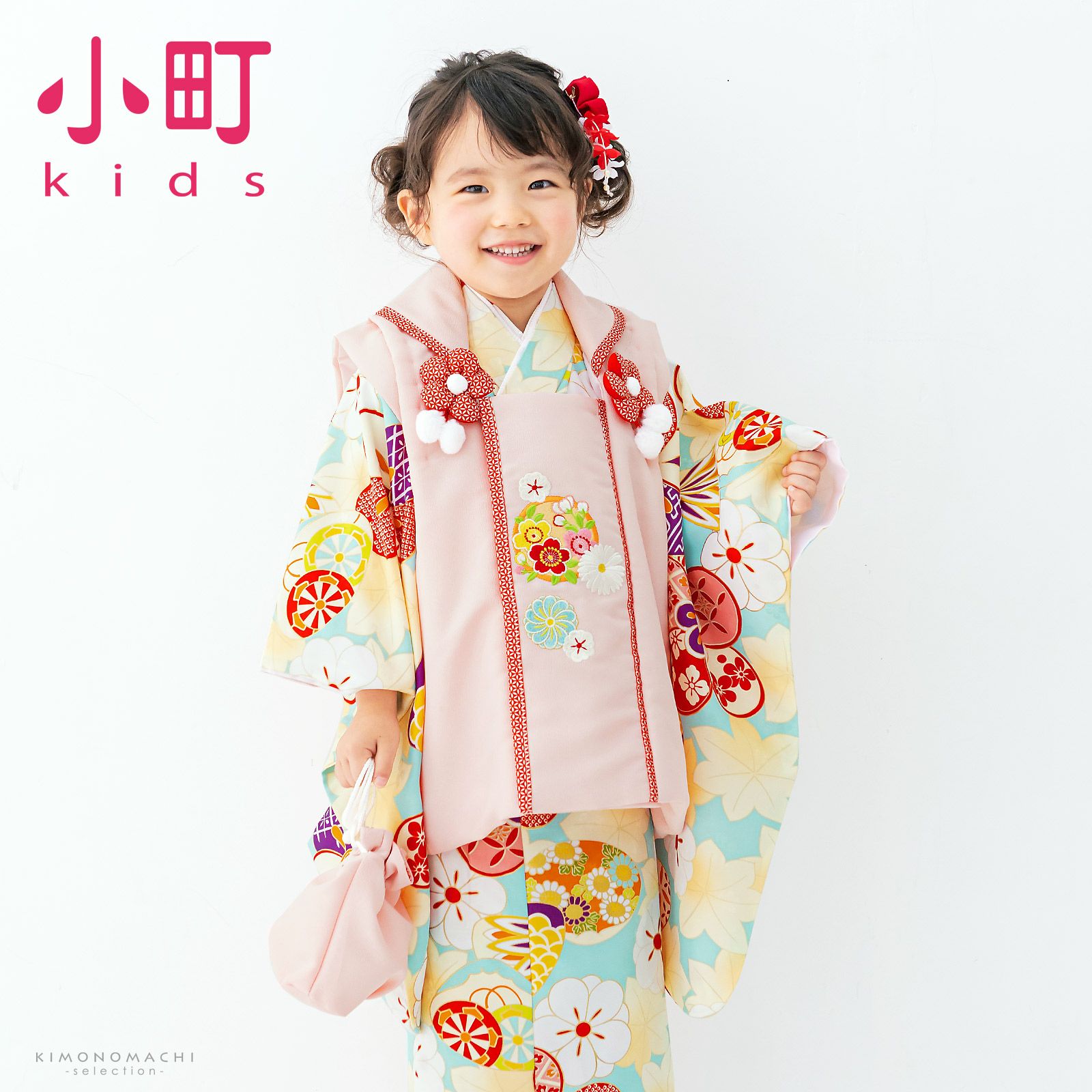 七五三 着物 3歳 女の子 ブランド被布セット komachi kids 「ピンク