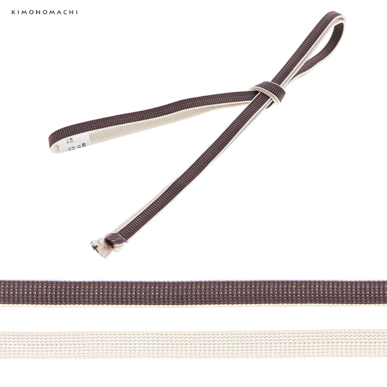 三分紐 正絹 「ココア×白練色」 帯締め 並尺 三分帯締め 組紐 通年用