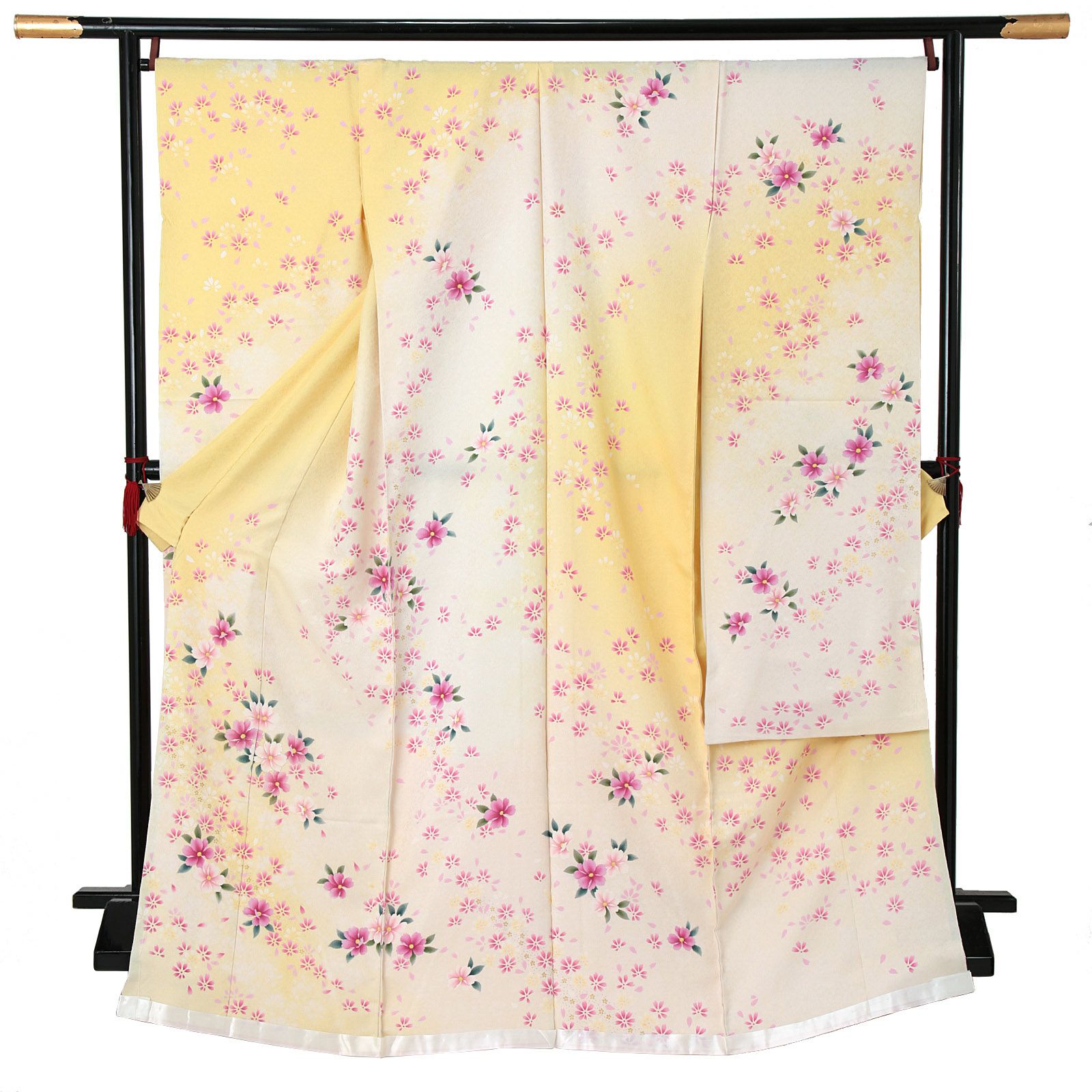 振袖 着物 正絹 手染め 薄黄 黄緑 ピンク 四季の花 金彩 袷 春 秋 冬 新古品 未使用 仕立て上がり 身丈172 裄70 TLサイズ みやがわ sb14875 振袖 着物 正絹 手染め 薄黄 黄緑 ピンク 四季の花 金彩 袷 春 秋 冬